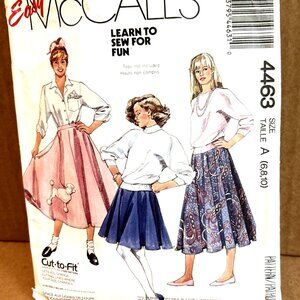 Mccalls Easy 4463 Misses Skirt Size A 6 8 10 Poodle Skirt  Sewing Pattern Uncut